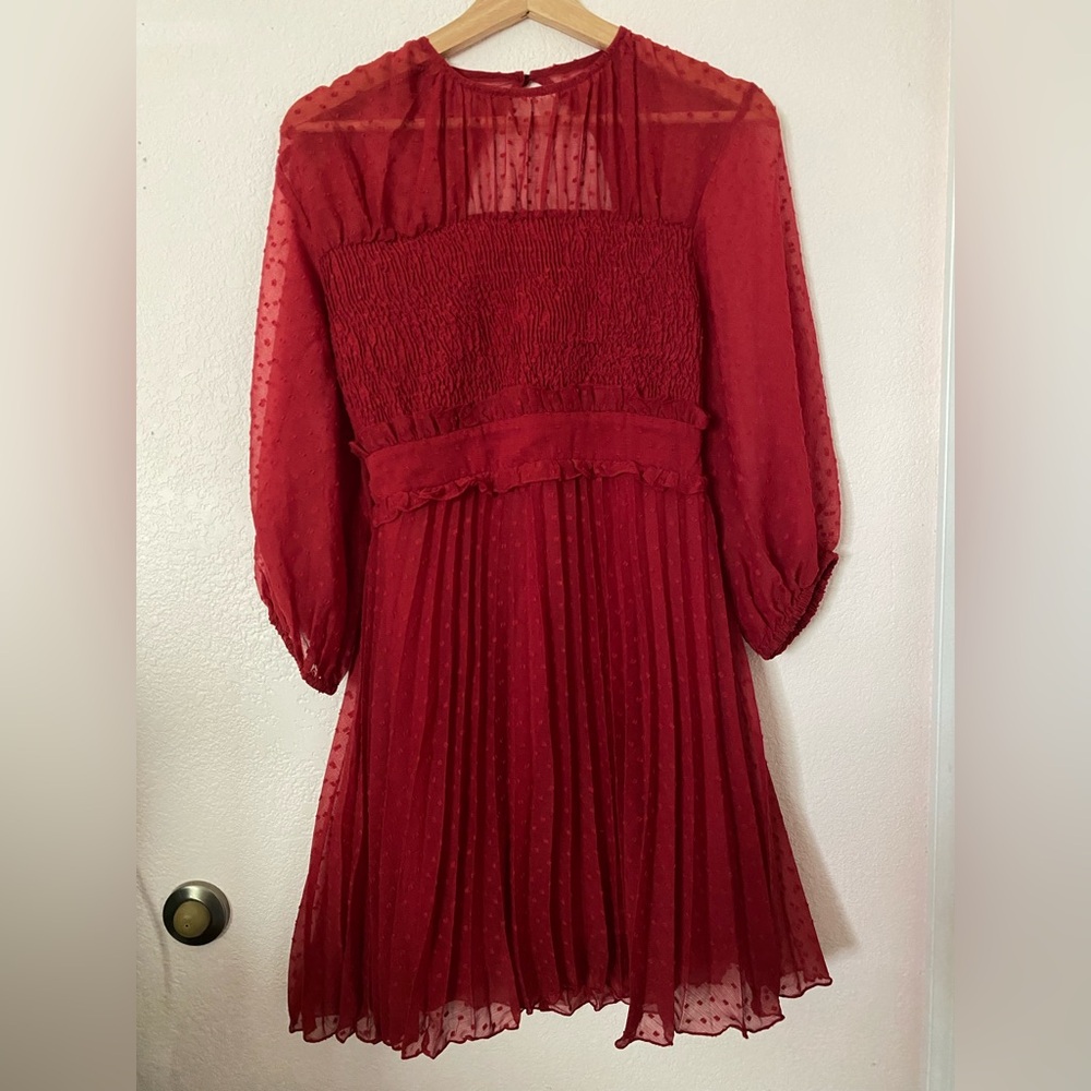 ASOS DESIGN Textured Pleated Shirred Mini Dress